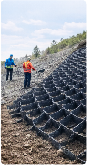 Aplicación de geoceldas en taludes
