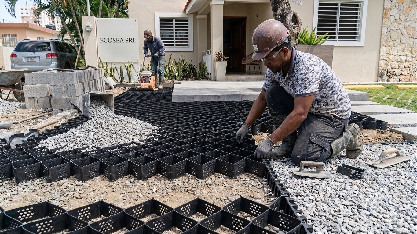 Geoceldas para entrada residencial