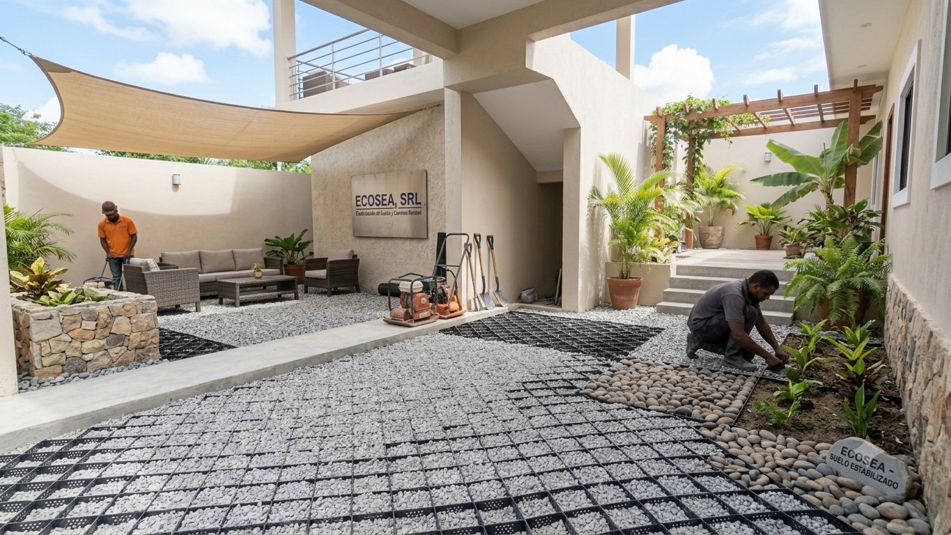 Geoceldas para patio doméstico